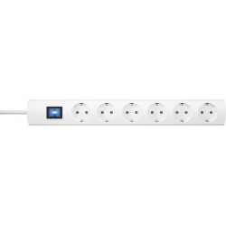 Multiprises Oversal 6f. avec interrupteur Blanc1,4m
