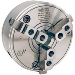 Mandrin à crémaillère à trois mors DURO-T avec cône court DIN 55027, goujon à téton et écrou à embase, Taille : 315 mm, Fixation cône court 8