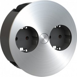 Prise TWIST rétractable 2xCEE7/3 2,0m AEH acier inoxydable-Optik