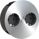 Prise TWIST rétractable 2xCEE7/3 2,0m AEH acier inoxydable-Optik