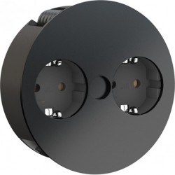 Prise TWIST rétractable 2xCEE7/3 2,0m AEH noir