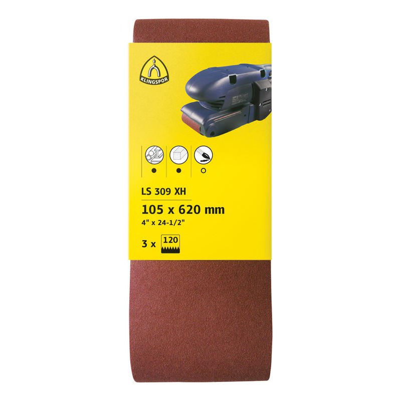 Klingspor Bandes Abrasives LS307X - 45 X 800 Mm - Grain P100 - Lot De 10 - Tissu Indéchirable - Pour Métal Et Bois