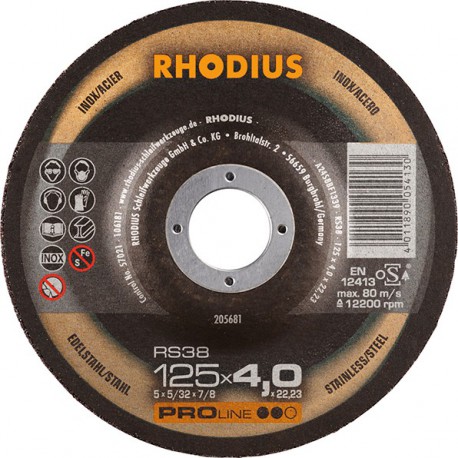Disque de coupe RS38 125 x 4,0mm Inox Rhodius(Par 25)