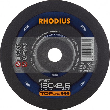 Disque de coupe FT67 180 x 2,5mm  Rhodius(Par 25)