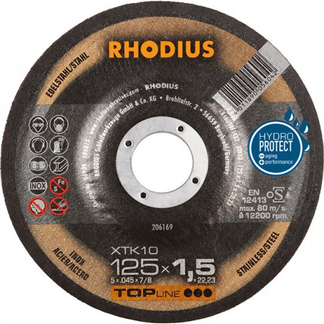 Disque de coupe XTK10 125 x 1,5mm coudé Rhodius(Par 50)
