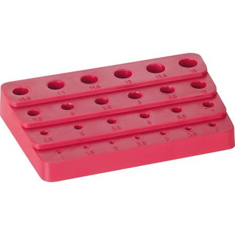Support rangement foret plastique, vide, Pour Ø de foret : 5,10-10,00 mm, Nombre de forets 50 pièce, Pas 0,1 mm (par 10)