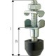 Vis de pression, bras de support ouvert, Taille : 0/0, Modèle avec écrou et rondelle, Vis DIN 933 M4 x 25 mm