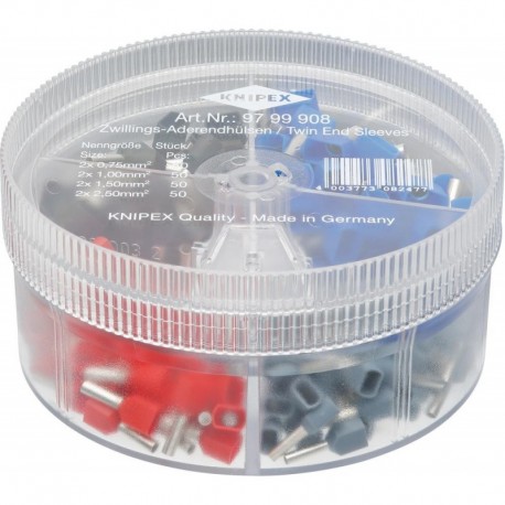 Boîtier d'assortiment avec Embouts de câble isolés Twin 075-25mm2 KNIPEX