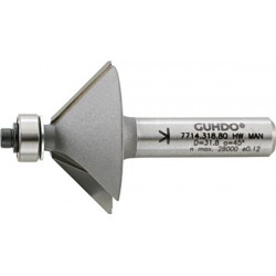Fraise à chanfreiner, outil à bois, Ø : 31,8 mm, Angle 45 °, Long. utile 12,7 mm, Long. totale : 54,5 mm