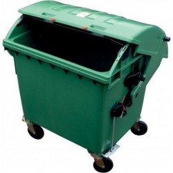Container poubelle plastique 1,1m3 couvercle arrondi vert
