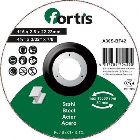 Disque de coupe Acier 115 x 25mm gekr. FORTIS