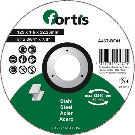 Disque de coupe Acier 125 x 16mm courbé FORTIS