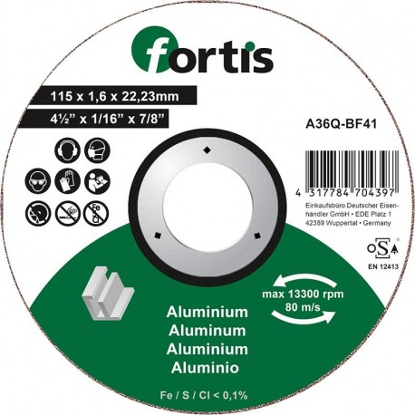 Disque de coupe ALU-NE 115 x 16mm courbé FORTIS