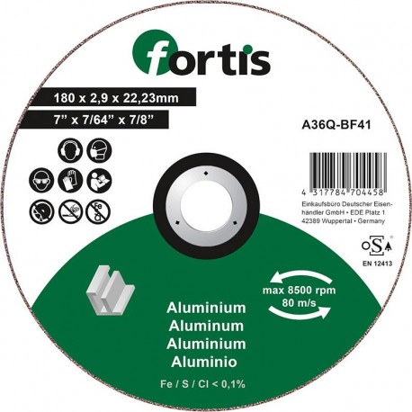 Disque de coupe ALU-NE 180 x 29mm courbé FORTIS