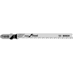 Lame de scie sauteuse pour bois tendre, coupe droite fine, Réf. Bosch : T 101 B, Qualité de lame de scie HSC, Long. totale 100 mm, Pas de dents : 2,7 mm