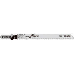 Lame de scie sauteuse pour bois tendre, coupe droite fine, Réf. Bosch : T 101 BR, Qualité de lame de scie HSC, Long. totale 100 mm, Pas de dents : 2,5 mm