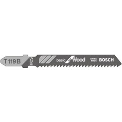 Lame de scie sauteuse pour bois tendre, coupe droite fine, Réf. Bosch : T 119 B, Qualité de lame de scie HSC, Long. totale 92 mm