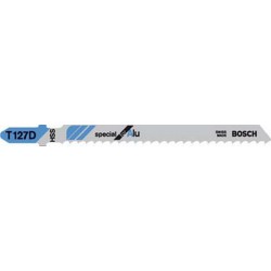Lames de scie sauteuse pour métal, coupe droite fine, Réf. Bosch : T 127 D, Qualité de lame de scie Acier à coupe rapide, Long. totale 100 mm