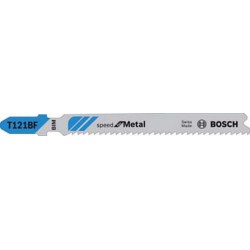 Lames de scie sauteuse pour métal, coupe droite fine, Réf. Bosch : T 121 BF, Qualité de lame de scie BiM, Long. totale 92 mm, Pas de dents : 2 mm