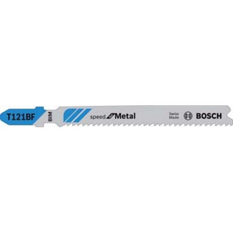 Lames de scie sauteuse pour métal, coupe droite fine, Réf. Bosch : T 121 BF, Qualité de lame de scie BiM, Long. totale 92 mm, Pas de dents : 2 mm