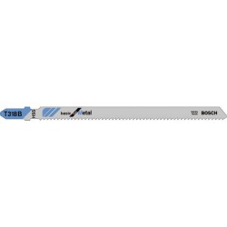 Lames de scie sauteuse pour métal, coupe droite fine, Réf. Bosch : T 318 B, Qualité de lame de scie Acier à coupe rapide, Long. totale 132 mm