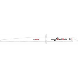 Lame de scie sabre pour bois avec métal, coupe courbe droite grossière, Réf. Bosch : S 1411 DF, Qualité de lame de scie BiM, Long. totale 300 mm