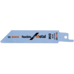 Lame de scie sabre pour métal, coupe droite fine, Réf. Bosch : S 522 EF, Qualité de lame de scie BiM, Long. totale 100 mm, Pas de dents : 1,4 mm