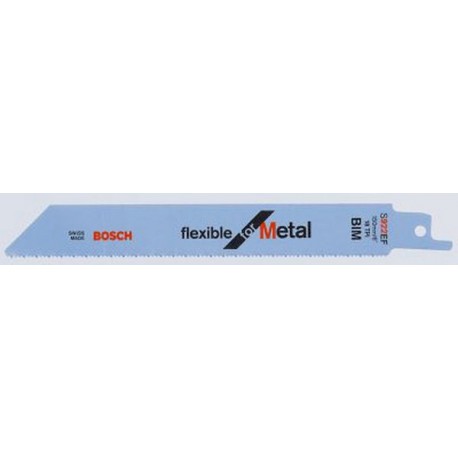 Lame de scie sabre pour métal, coupe droite fine, Réf. Bosch : S 922 EF, Qualité de lame de scie BiM, Long. totale 150 mm, Pas de dents : 1,4 mm