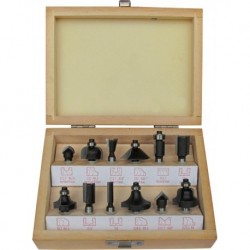 Jeu de fraises à bois 12pcs S8dans coffret bois FORTIS