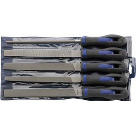 Assortiment de limes d'atelier, 5 éléments, dans une trousse en plastique, Long. : 250 mm, Taille 2