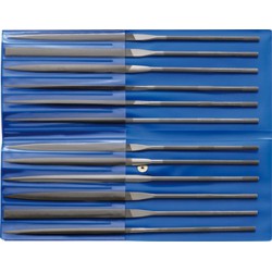 Jeu de limes à aiguille de précision CORRADI®, 12 éléments, dans un étui en plastique, Long. : 160 mm, Taille 2