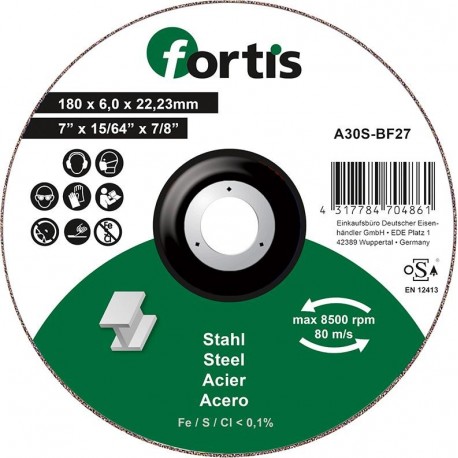 Meule Acier 180 x 60mm FORTIS