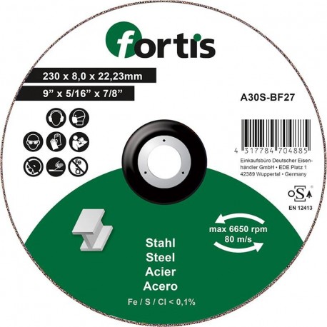 Meule Acier 230 x 80mm FORTIS