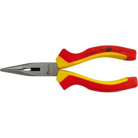 Pince à bec courbé VDE 200mm avec poignée plastique FORTIS