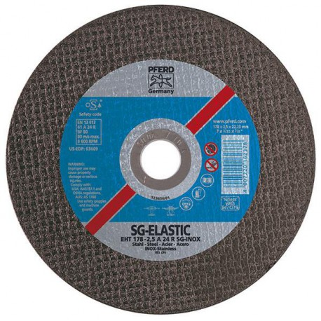 Disque à tronçonner SG-ELASTIC-INOX pour l'usinage de l'acier inoxydable, Ø x Épais. : 115 x 1,6 mm, Modèle Droit, Vitesse maxi. 13300 tr/mn