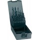 Jeu de forets hélicoïdaux, coffret métallique, en acier à coupe rapide, type N, DIN 338, rectifié, Ø h8 : 6,00-10,00 mm, Nombre de forets 41 pièces