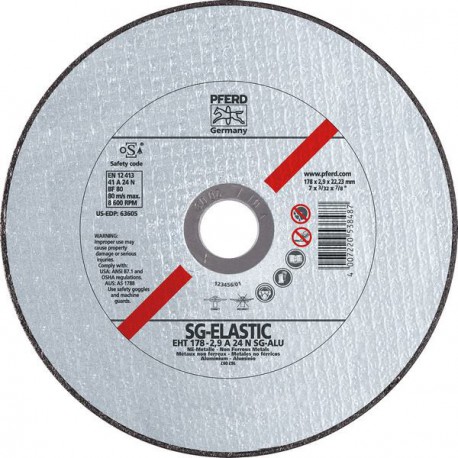 Meule à tronçonner SG-ELASTIC-ALU pour l'usinage de l'aluminium, Ø x Épais. : 125 x 1,0 mm, Modèle Droit, Vitesse maxi. 12200 tr/mn