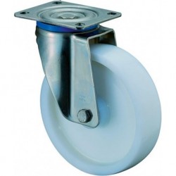 Roulette 150mm HS100 plaque Plastique blanc ERRL HS100.B14.150