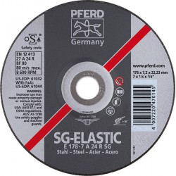 Disque à ébarber SG-ELASTIC pour l'usinage de l'acier, Ø x Épais. : 125 x 4,1 mm, Modèle Coudé, Vitesse maxi. 12200 tr/mn
