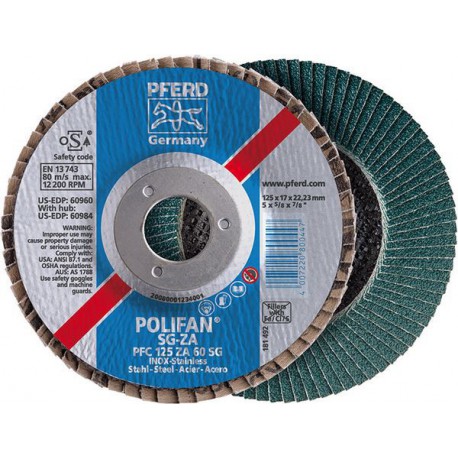 Meule-éventail Ø 115 mm (13300 tr/mn), POLIFAN® SG-ZA, bombée, Grain : 40