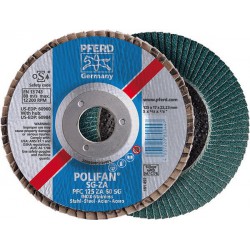 Meule-éventail Ø 125 mm (12200 tr/mn), POLIFAN® SG-ZA, bombée, Grain : 40