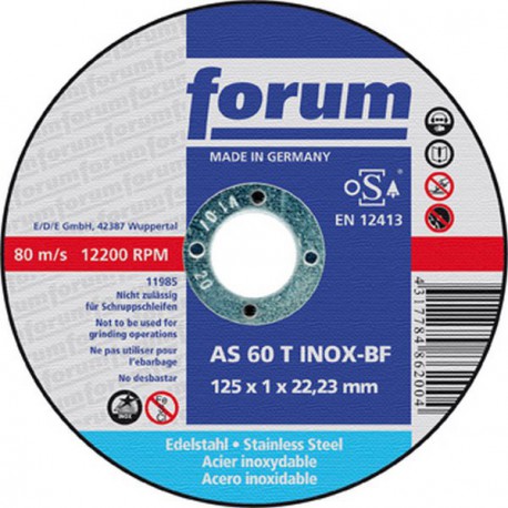 Disque à tronçonner droit, acier inoxydable, Ø x Épais. : 115 x 1,0 mm, Vitesse maxi. 13300 tr/mn
