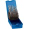 Jeu de forets hélicoïdaux, coffret plastique, en acier à coupe rapide à 5 % de cobalt, type Ti, DIN 338, surface sans revêtement, Ø h8 : 1,00-10,50 mm