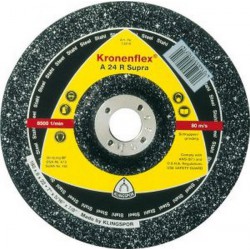 Disque à ébarber A 24 R Supra pour l'usinage de l'acier, Ø x Épais. : 125 x 6,0 mm, Modèle Coudé, Vitesse maxi. 12200 tr/mn