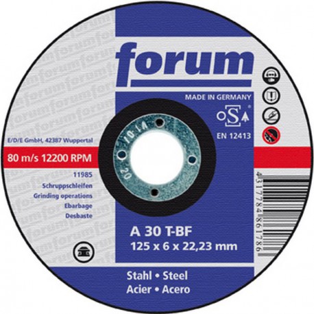 Disque à ébarber pour usinage acier, Ø x Épais. : 125 x 6,0 mm, Modèle Coudé, Vitesse maxi. 12200 tr/mn
