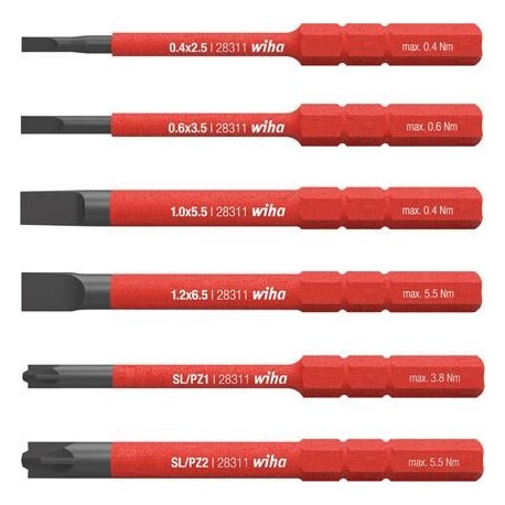 Set lame interchangeable slimBit electric PlusMinus/PZ fente 6-pièces Wiha