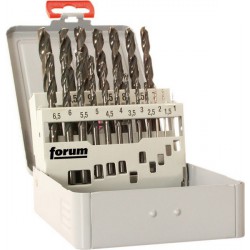 Jeu de forets hélicoïdaux (18 piècess), en acier à coupe rapide, type N, DIN 338, laminé, Ø h8 : 1,00-10,50 mm, Nombre de forets 24 pièces