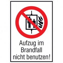 STRECKEN - Verbotsschild 131x185mmAufzug n. ben.Folie