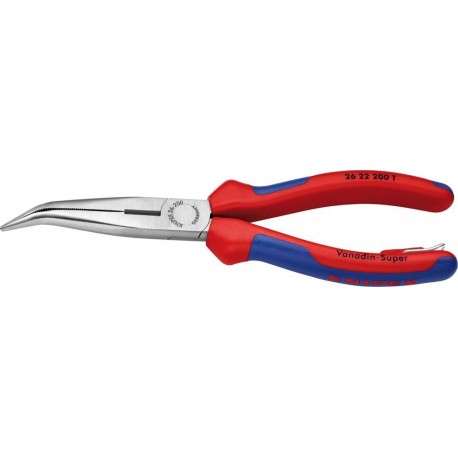 Pince demi-ronde avec tranchant/œillet de fixation/gaines bi-matière 200mm pol.geb. 2K Knipex