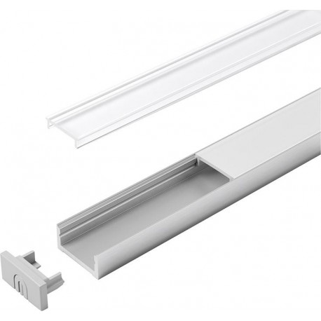 Profil encastré en aluminium D opal L 2000 mm, Profil